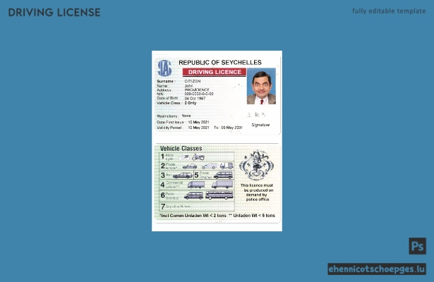 Beispiel für einen Führerschein der Seychellen